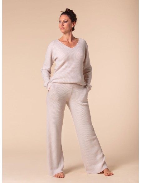 PANTALONI 100% CASHMERE A COSTINA "SILVIA"

