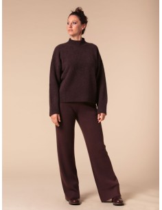 PANTALONI 100% CASHMERE A COSTINA "SILVIA"
 - MARRONE 2