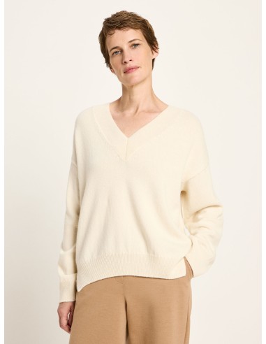 MAGLIONE SCOLLO A "V" IN LANA E COTONE BIO