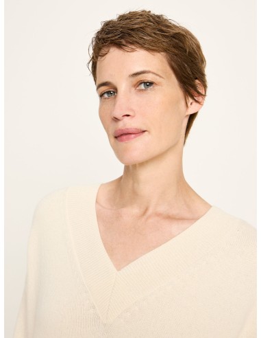 MAGLIONE SCOLLO A "V" IN LANA E COTONE BIO