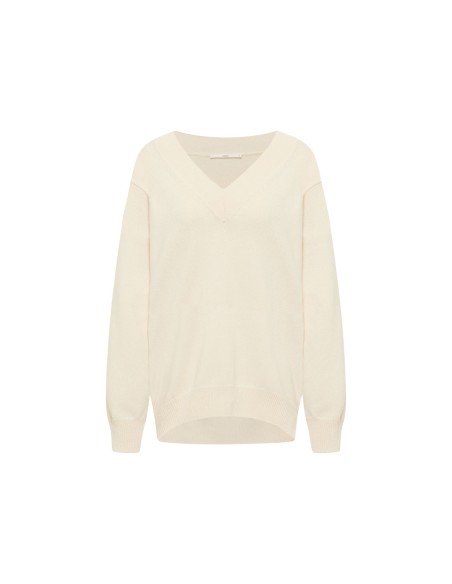 MAGLIONE SCOLLO A "V" IN LANA E COTONE BIO