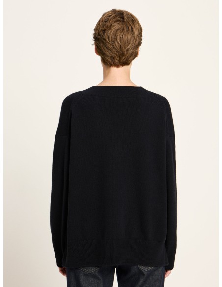 MAGLIONE SCOLLO A "V" IN LANA E COTONE BIO