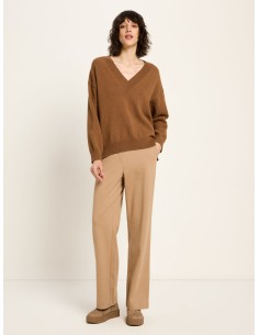 MAGLIONE SCOLLO A "V" IN LANA E COTONE BIO - CAMMELLO 2