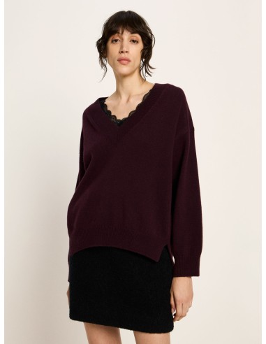 MAGLIONE SCOLLO A "V" IN LANA E COTONE BIO