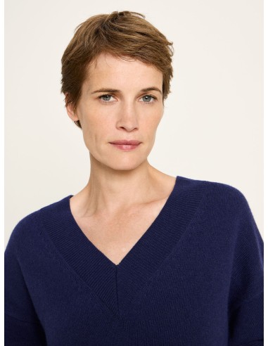 MAGLIONE SCOLLO A "V" IN LANA E COTONE BIO