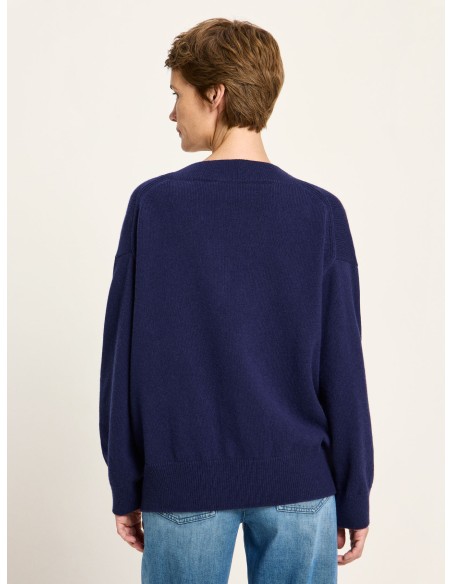 MAGLIONE SCOLLO A "V" IN LANA E COTONE BIO