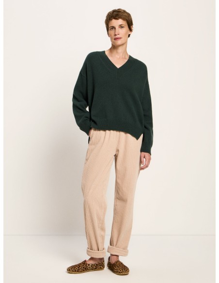 MAGLIONE SCOLLO A "V" IN LANA E COTONE BIO