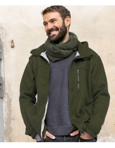 GIUBBOTTO UOMO IN LANA COTTA - OLIVA
