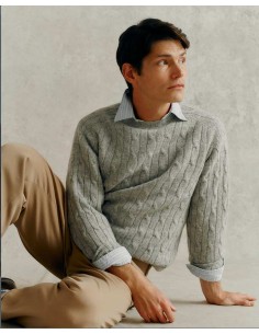 MAGLIONE UOMO SCOZZESE IN PURA LANA EXTRAFINE "TRECCE" -... 2