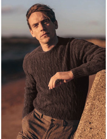 MAGLIONE UOMO SCOZZESE IN PURA LANA EXTRAFINE "TRECCE"