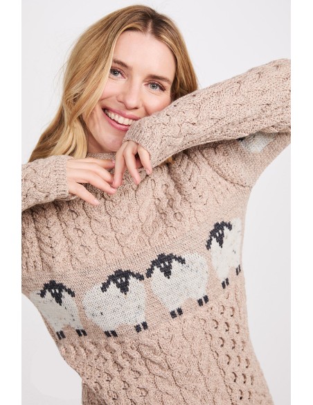 MAGLIONE ARAN IRLANDESE IN 100% LANA MERINO "PECORELLE"
