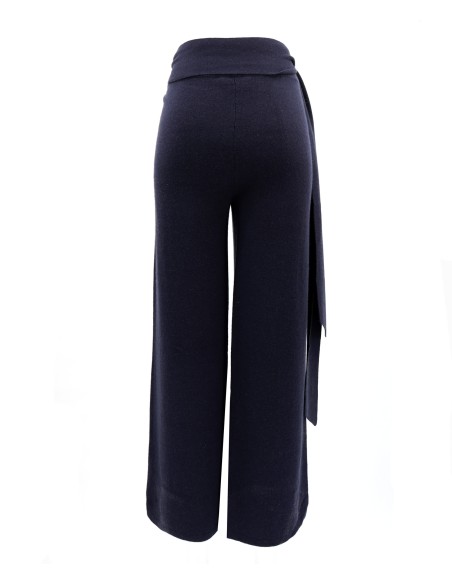 PANTALONE DRITTO WRAP IN LANA E CASHMERE "MIDNIGHT"