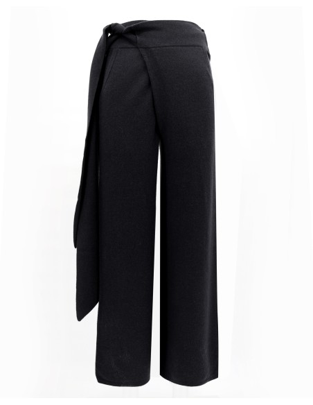 PANTALONE DRITTO WRAP IN LANA E CASHMERE "MIDNIGHT"