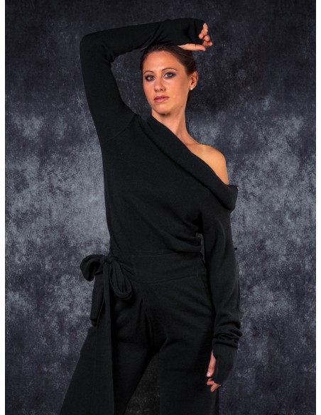 PANTALONE DRITTO WRAP IN LANA E CASHMERE "MIDNIGHT"