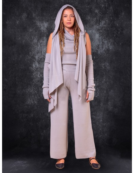 PANTALONE DRITTO WRAP IN LANA E CASHMERE "MIDNIGHT"