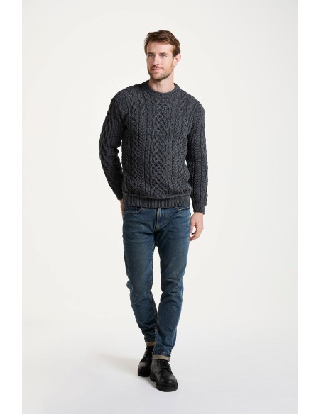 MAGLIONE ARAN GIROCOLLO IN LANA IRLANDESE SUPERSOFT