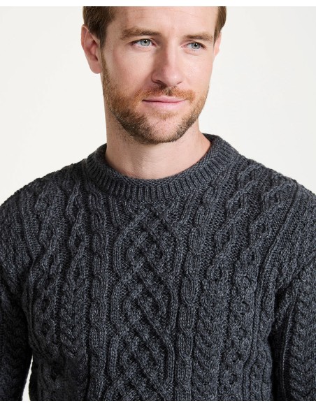 MAGLIONE ARAN GIROCOLLO IN LANA IRLANDESE SUPERSOFT