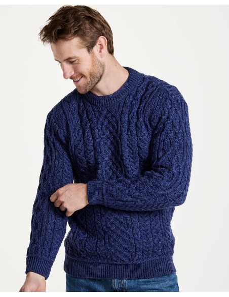 MAGLIONE ARAN GIROCOLLO IN LANA IRLANDESE SUPERSOFT
