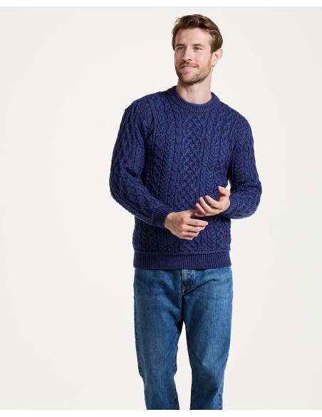 MAGLIONE ARAN GIROCOLLO IN LANA IRLANDESE SUPERSOFT