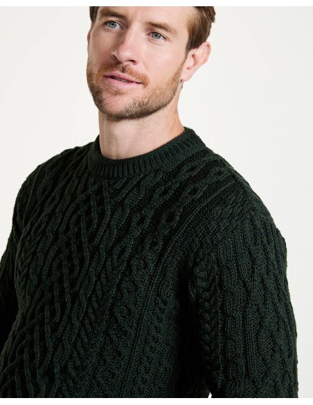 MAGLIONE ARAN GIROCOLLO IN LANA IRLANDESE SUPERSOFT