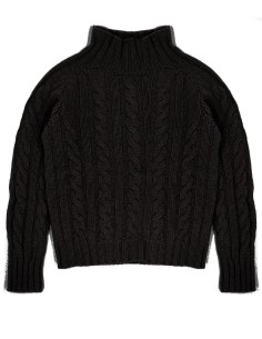 MAGLIONE DONNA IN LANA DI AGNELLO SUPERFINE "NIAHM" - NERO