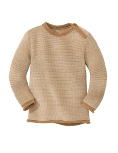 MAGLIONCINO BABY UN PURA LANA MERINO MELANGE - CARAMELLO
