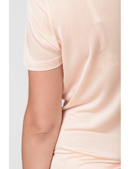 T-SHIRT IN PURA SETA A MANICHE CORTE