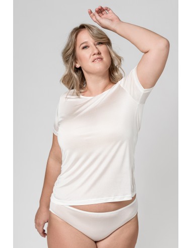 T-SHIRT IN PURA SETA A MANICHE CORTE