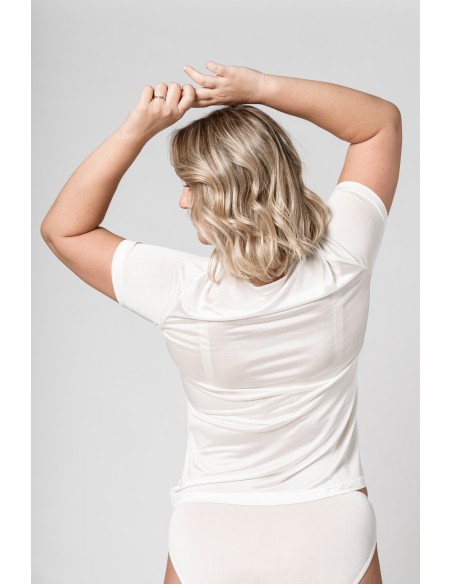 T-SHIRT IN PURA SETA A MANICHE CORTE