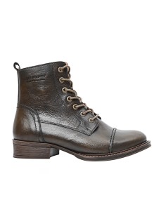 STIVALETTO IN PELLE PANDORA CON ZIP "INVECCHIATO" - OLIVA