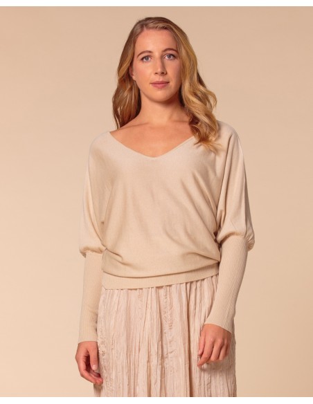 MAGLIA SCOLLO "V" CASHMIRETTA IN SETA E CASHMERE "ELISA"