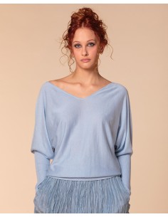 MAGLIA SCOLLO "V" CASHMIRETTA IN SETA E CASHMERE "ELISA"...