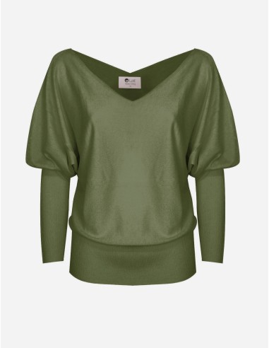 MAGLIA SCOLLO "V" CASHMIRETTA IN SETA E...