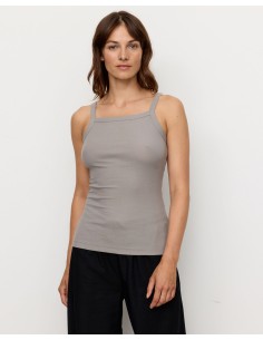 CANOTTA DONNA IN COTONE BIOLOGICO E MODAL  “DAISY” - GRIGIO