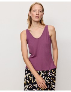 TOP SCOLLO A V IN ECOVISCOSA "TONINA" - MALVA