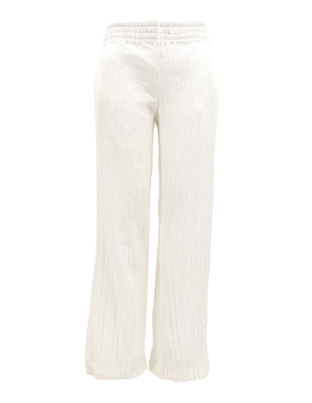 PANTALONE IN SETA INCRESPATA DOPPIATO AD EFFETTO PLISSE' “TOLE”