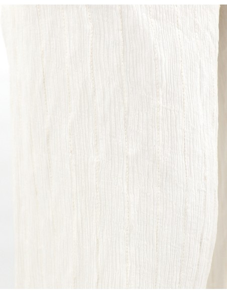 PANTALONE IN SETA INCRESPATA DOPPIATO AD EFFETTO PLISSE' “TOLE”