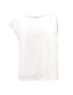 TOP MANICHE ASIMMETRICHE IN 100% BAMBU' SATIN - BIANCO 2