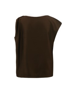 TOP MANICHE ASIMMETRICHE IN 100% BAMBU' SATIN - MARRONE 2