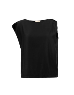 TOP MANICHE ASIMMETRICHE IN 100% BAMBU' SATIN - NERO 2