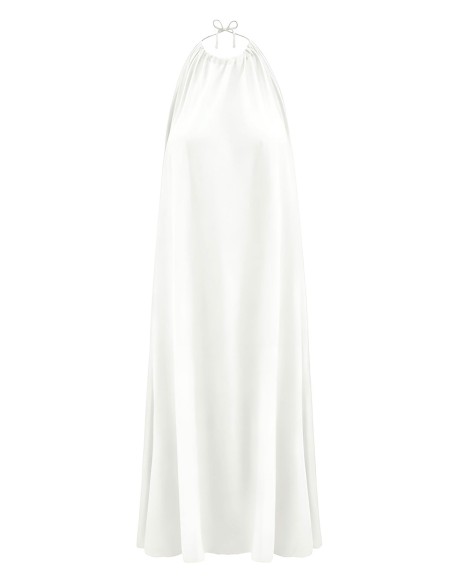 ABITO AMPIO E LUNGO IN BAMBU' SATIN CON SPACCO "WATERFALL"