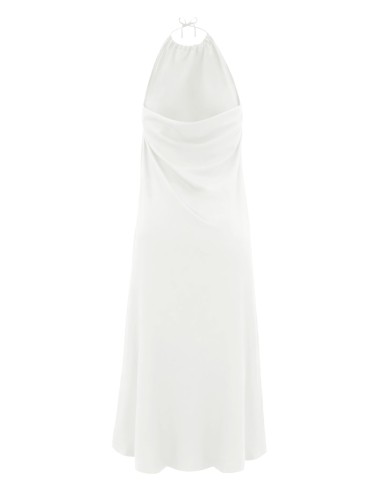 ABITO AMPIO E LUNGO IN BAMBU' SATIN CON SPACCO "WATERFALL"