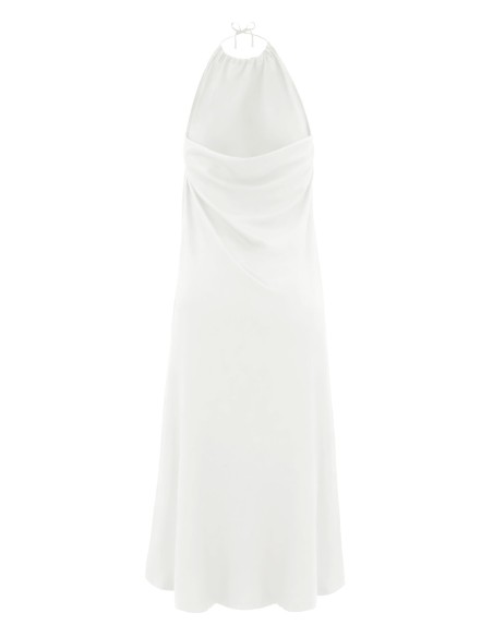 ABITO AMPIO E LUNGO IN BAMBU' SATIN CON SPACCO "WATERFALL"