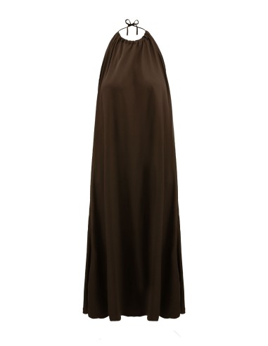 ABITO AMPIO E LUNGO IN BAMBU' SATIN CON SPACCO "WATERFALL"