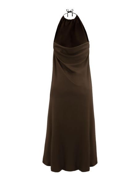 ABITO AMPIO E LUNGO IN BAMBU' SATIN CON SPACCO "WATERFALL"