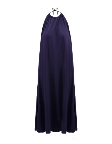 ABITO AMPIO E LUNGO IN BAMBU' SATIN CON SPACCO "WATERFALL"