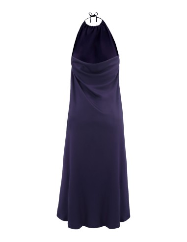 ABITO AMPIO E LUNGO IN BAMBU' SATIN CON SPACCO "WATERFALL"