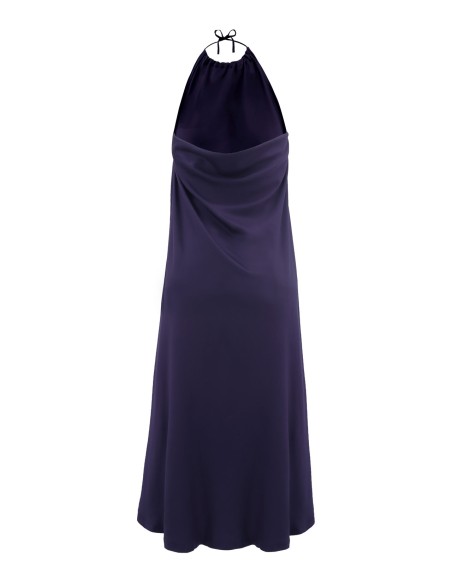 ABITO AMPIO E LUNGO IN BAMBU' SATIN CON SPACCO "WATERFALL"