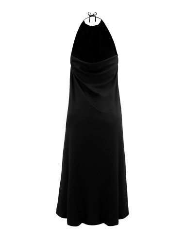 ABITO AMPIO E LUNGO IN BAMBU' SATIN CON SPACCO "WATERFALL"