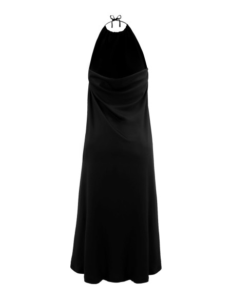 ABITO AMPIO E LUNGO IN BAMBU' SATIN CON SPACCO "WATERFALL"